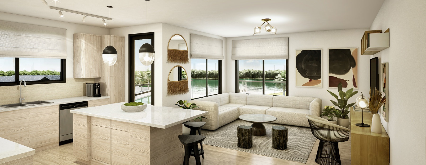 Well lit cozy living room